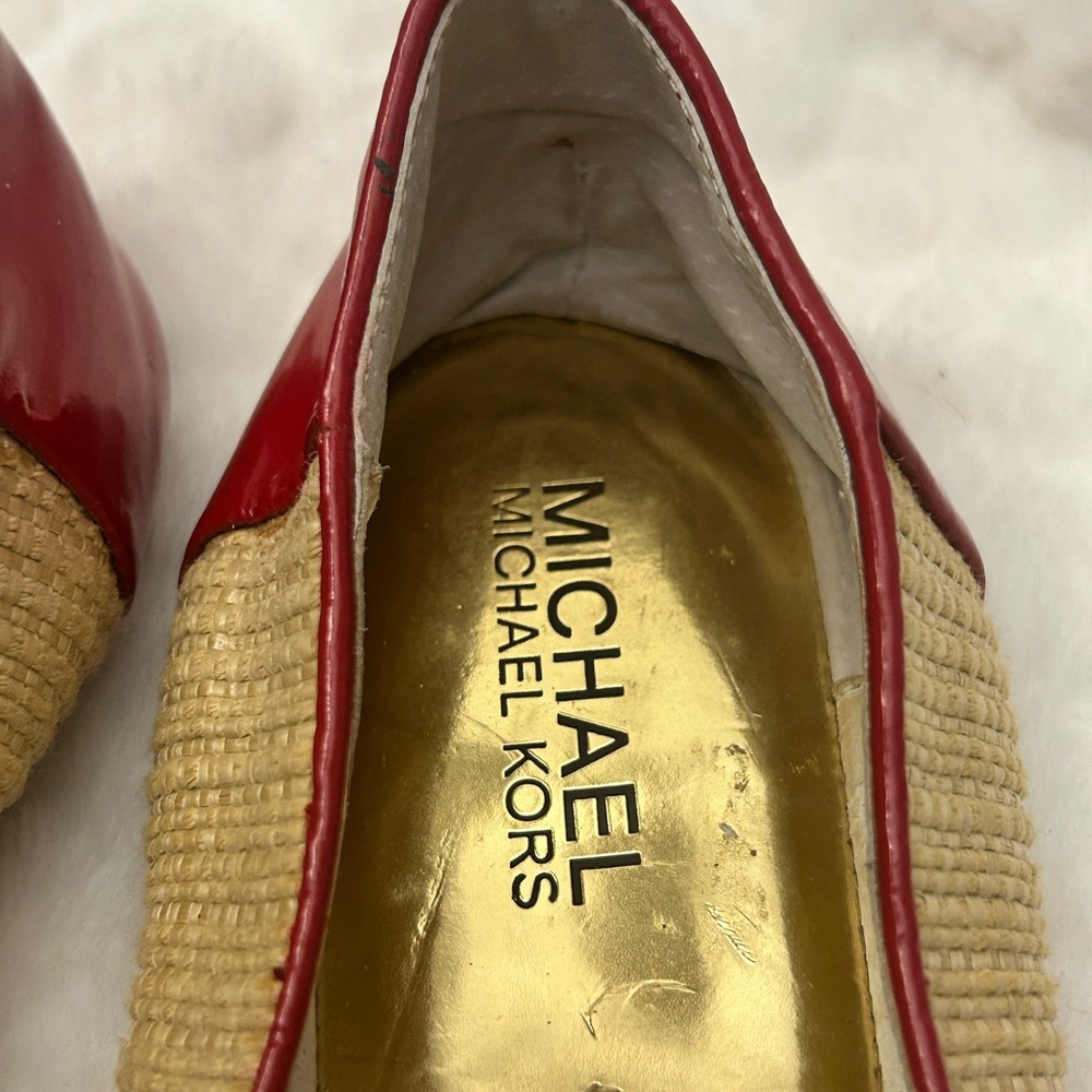Vintage Michael Kors Red and Tan patent leather woven Flats women’s size 7.5M - Picture 5 of 9